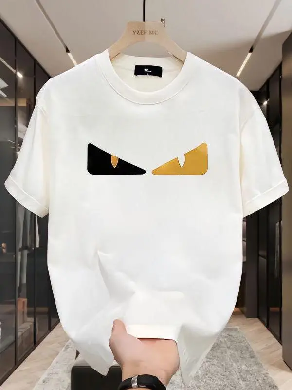 Men's Printed Short-Sleeve Round Neck T-Shirt - Casual Streetwear Tshirt for Spring Summer, Suitable for Party, Outdoor Activities