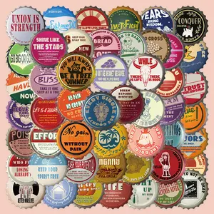 50 Bottle Cap Transparent PET Stickers - Waterproof Decorative DIY Stickers for Suitcases, Phone Cases, Laptops, Helmets, Skateboards