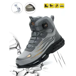 Men's black shoes Mid-cut Steel Toe Shoes Puncture Proof And Smash Proof With Swivel Button work boots  Nurse Shoes Suitable For Outdoor Work Blue Collar Industrial Construction