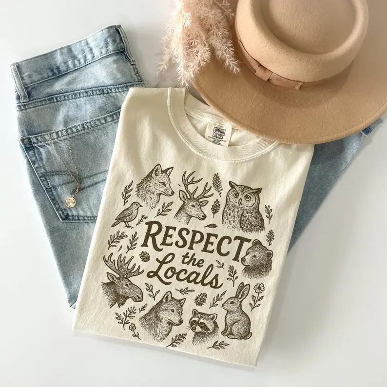 Comfort Colors National Park Shirt, Respect The Locals Tshirt, Camping Tee, Gift For Camping Lover, Funny Animals Top, Nature Mom Shirt
