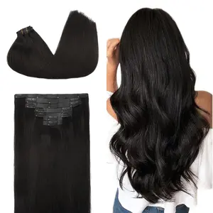 GOOGOO Hair Extensions Seamless Clip in Human Hair Extensions Natural Straight Hair