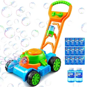 SLOOSH Bubble Lawn Mower Toddler Toys - Spill-Proof Bubble Machine Pretend Gardening Play Toy for Age 1 2 3 1-3 Year Old Baby Boys Indoor Outdoor Use, Push Toys Xmas Christmas Birthday Gifts (Blue).