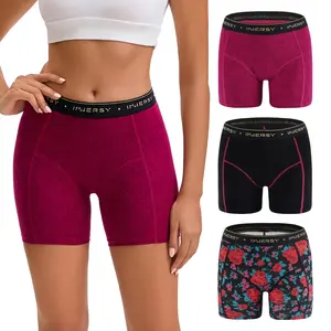 INNERSY Women's 4-Inch Inseam Boxer Briefs 3-Pack, Cotton Boyshorts Underwear, Soft & Comfortable Ladies Panties, Breathable & Stretchy for Everyday Wear & Full Coverage Womenswear Smooth