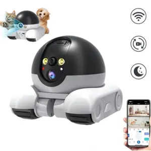 Whole-Home Mobile Pet Camera Dual-Lens Monitoring 2.4G WiFi Remote Voice Talk Night Vision Tracking Phone Controlled Patrol Fall Detection Multi-Device Access Ideal for Elderly/Pet Families