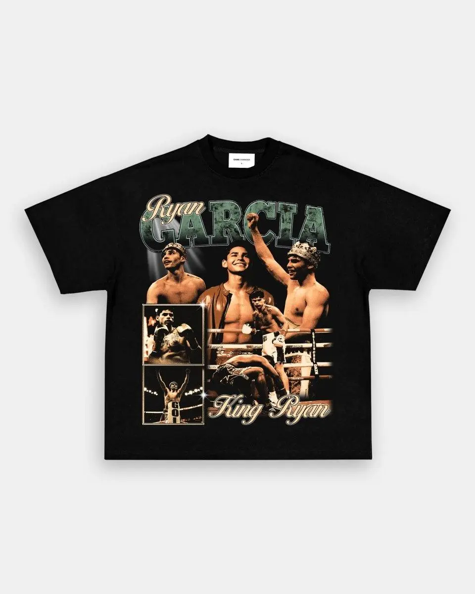 Women's Ryan Garcia KingRy Vintage Boxing Print T-Shirt - Short-Sleeve, Casual Cotton Round Neck Lightweight Champion Fan Top, Boxing Lover Gift, Shortsleeve, Tshirt