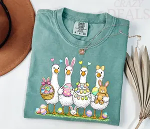 Comfort Colors Funny Easter Silly Goose T-shirt, Coquette Spring Humorous T-shirt, Christian Easter Cute Bunny Goose Shirt, Gift Shirt