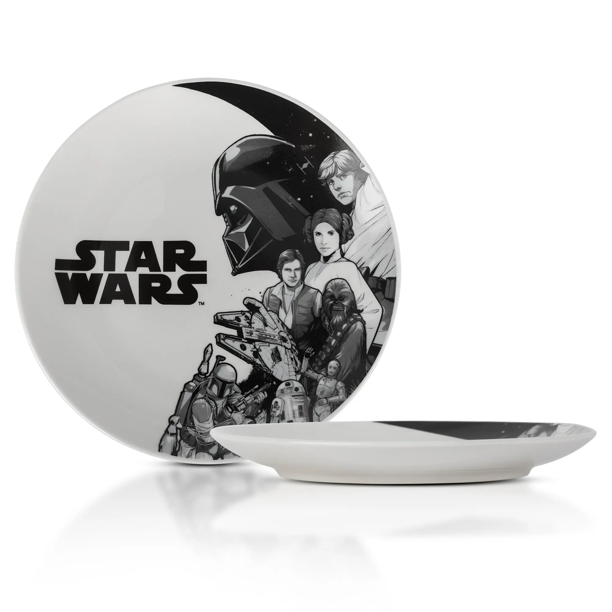 Star Wars Black-and-White Collage 8-Inch Ceramic Coupe Dinner Plate Star Wars Black-and-White Collage 8-Inch Ceramic Coupe Dinner Plate