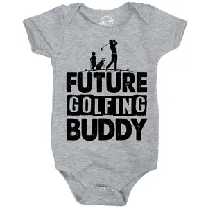 Future Golfing Buddy Baby Bodysuit Funny Sarcastic Golf Jumper For Infants Funny Baby Onesies Funny Golf Onesie Novelty Onesie Light Grey