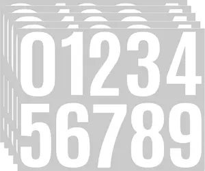 4 Inch Large Size Number Stickers, 5 Sheets Self Adhesive House Numbers for Mailbox, Trash Cans -  Vinyl Numbers Sticker, for Easy Backing Peeling, Pre-Cut for Effortless AlignWhite