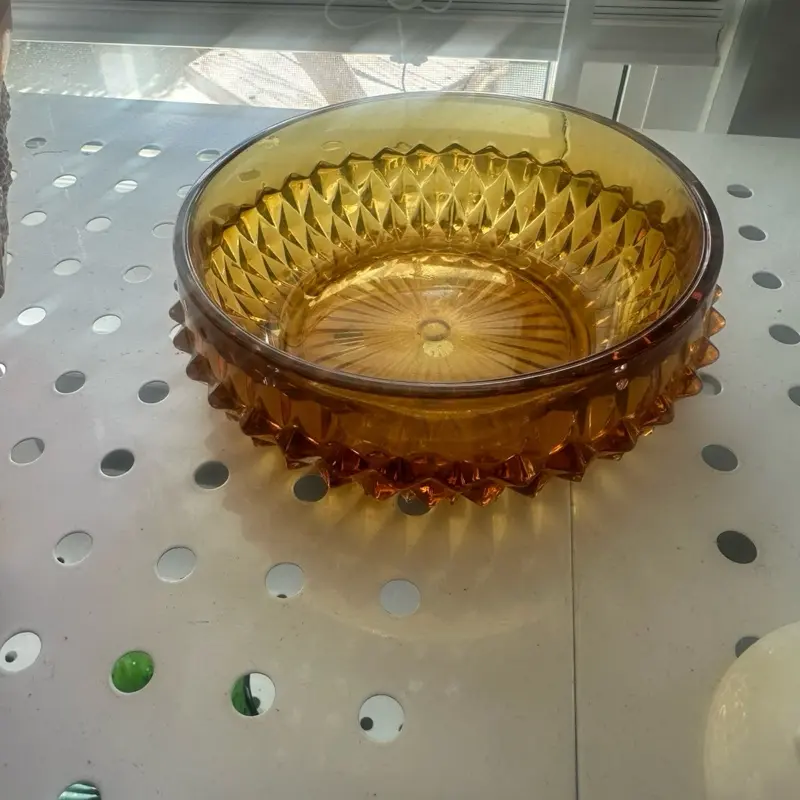 diamond point indiana amber salad bowl glass