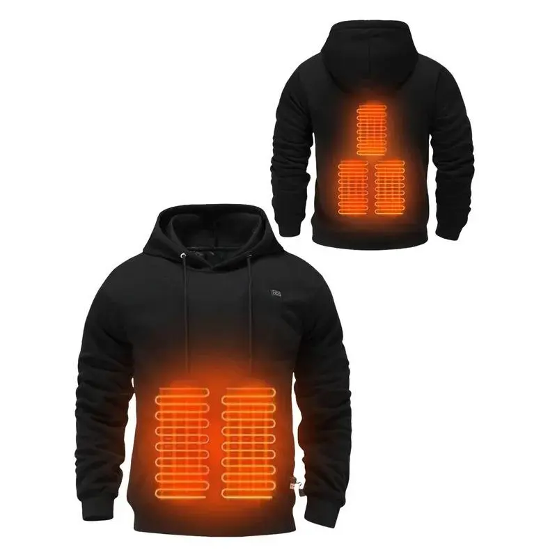Unisex USB Heated Pullover Hoodie, Lightweight Fabric Long Sleeve Sweatshirt Top for Outdoor Winter (Power Bank Required), Usb Heating