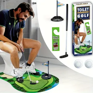 Toilet Golf Game - Practice Mini Golf in Any Restroom & Bathroom, Funny Toilet Time Entertainment, Compact Novelty Toy, Great Gag Gifts for Dad, Husband, Boyfriend & Men, Perfect White Elephant Gift