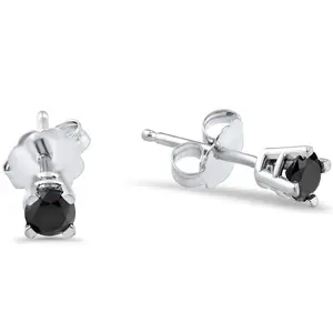White Gold 1/5ct Round Cut Black Diamond Studs
