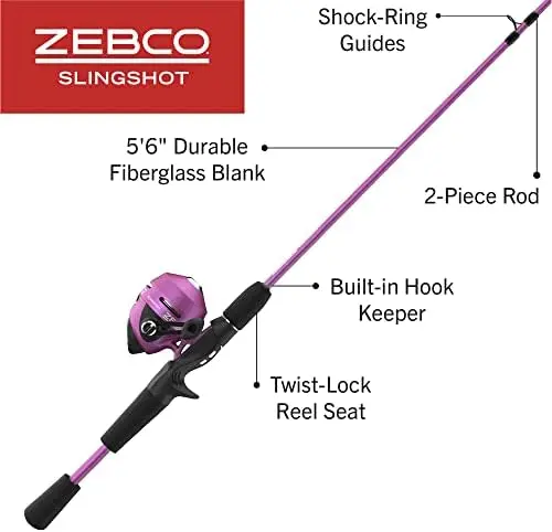 Zebco Slingshot Purple Spinning Combo, 202/562ML Rod & Reel - TikTok Shop