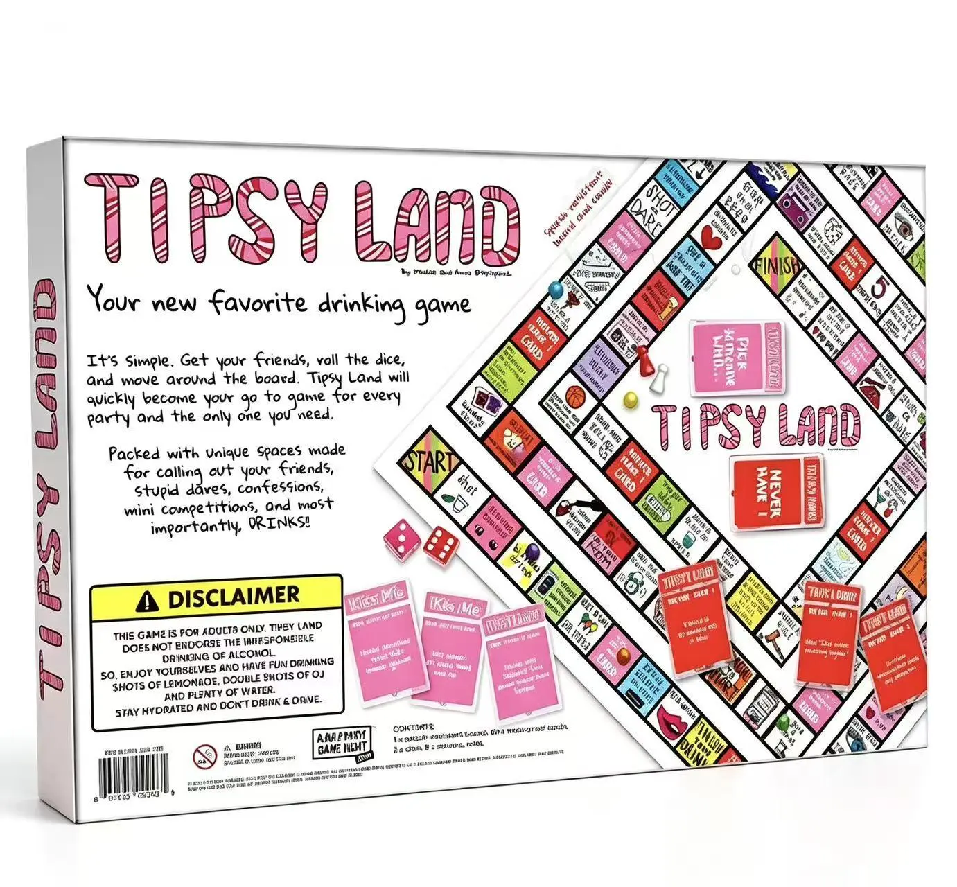 Tipsy Land Party Board Game - A Fun Drinking Game for Friends' Parties