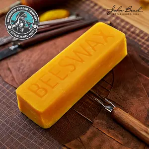 Gudebrod Natural Beeswax Bar for Thread Conditioning, Crafting, and Leather Care, 1 oz Block Wood Finishing Woodworker Smooth Woodworking