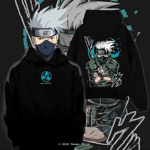 Naruto Shippuden Kakashi Graphic Unisex Casual Hoodie Acid Washed, Dark Anime Streetwear Shirt, Naruto Manga Merch, Vintage Washed Anime T-Shirt, Oversized Otaku Fashion Apparel, Viral Anime Shirt for Men & Women Fans