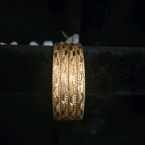 Gold Plated 4 Bangle Kadas Churi Set for Women's Fashion Jewelry