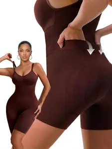 COOSHAPE Bathroom Friendly Shapewear Bodysuit for Women Seamless Compression Mid Thigh Tummy Control Butt Lifting Full Body Shaper Thigh Slimmer Shorts