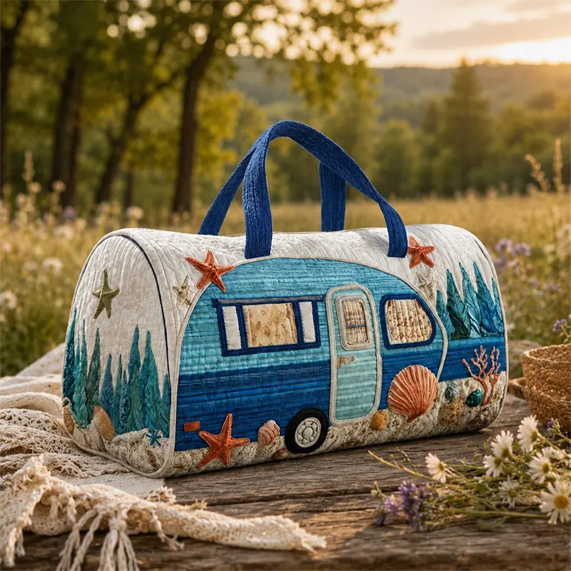 Vintage Quilted Duffel Bag for Purchase - Bohemian Multicolor Travel Bag with Straps, Suitable for Gym, Weekend Trips