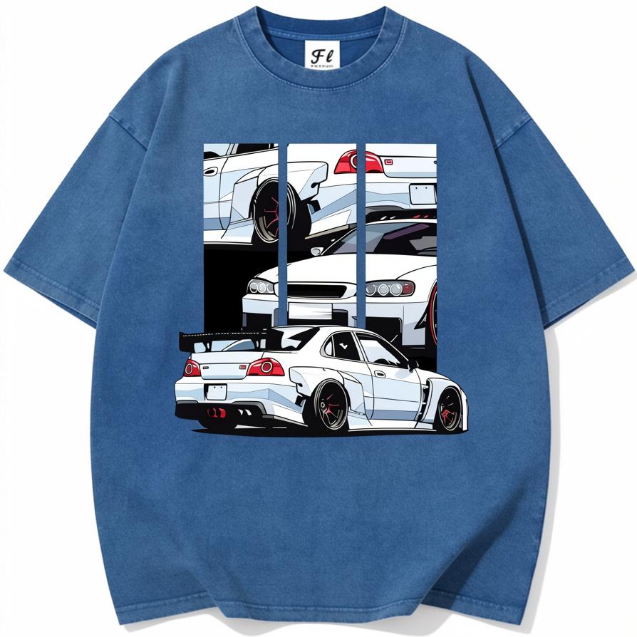 JDM Skyline GT-R R34 Car Washable Direct Spray T-Shirt 260g Heavy Cotton Vintage Modified Car Tee Unisex Casual Top for Car Enthusiasts