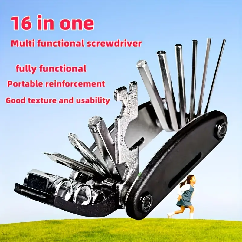 Portable Small 16-In-1 Screwdriver Hex Wrench Set, Foldable Pocket Tool, Multifunctional Tool, Multi-Purpose Universal Screwdriver Kit, Ideal for Motorcycle Bicycle Repair