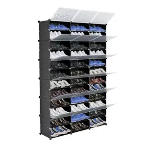 Portable 12-Tier Steel-Plastic Shoe Cabinet - 72-Pair Covered Shoe Storage, Expandable Free Standing Household Rack for Heels, Slippers - Black for Indoor Room Recreation
