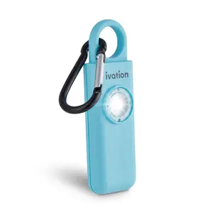 Ivation Personal SOS Keychain Alarm 125 dB Rechargeable with LED Strobe Light Compact Portable for Safety