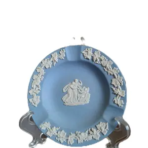 Mid 20th Century Vintage Blue Wedgewood Jasperware Trinket Dish Plate - Elegant Design for Home Décor