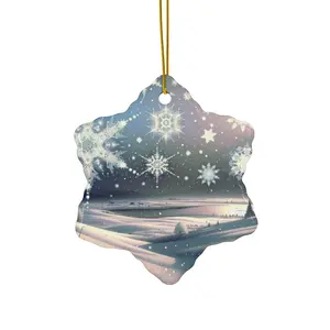 Winter Wonderland Ceramic Ornaments, Snowflake Decor, Holiday Gift, Tree Decoration, Customizable Keepsakes, Seasonal Decor