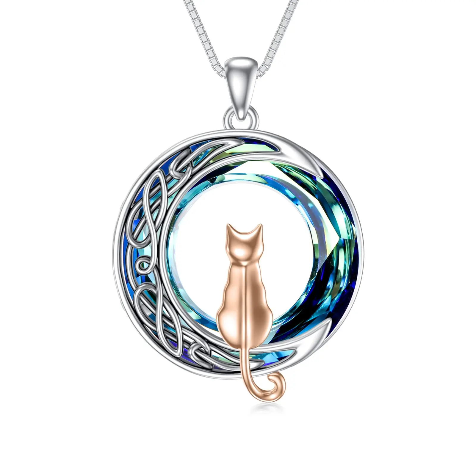 1 Cat(Rose Gold)-Blue Crystal-01-C