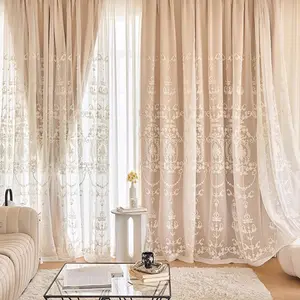 Modern Embroidered 100% Blackout Curtain, Minimalist Style Drapes for Living Room Bedroom Kitchen, European Romantic Window Decor, Home Textile