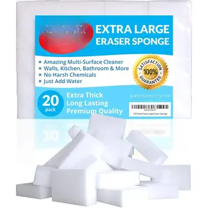 (20 Pack)  Eraser Sponge - Extra Thick, Long Lasting Magic Melamine ing Sponges in Bulk - White  Pads for Walls, Kitchen, Bathroom, Floor & Baseboard er