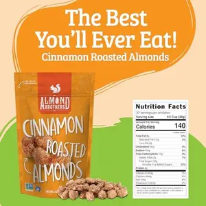 Almond Brothers Roasted Almonds - Hand Crafted Cinnamon Glazed Roasted Almonds, Gluten-Free, Non-GMO, Candied Almonds, Gourmet Almond Snack - Cinnamon Roasted Almonds, (5oz, 3 Pack)