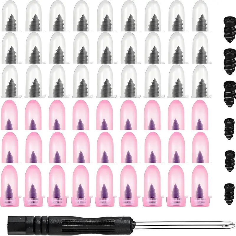 60 Counts Tire Repair Nails Self-Tapping Screw Rubber Screw Tool Self-Service Tire Repair NAI for Car Motorcycle Truck Tire Repair Rubber Nail Tire Repair Nail Tire Repair Rubber Screws Fast Tool Self-Service Suitable for Car Motorcycle Jeep Tire