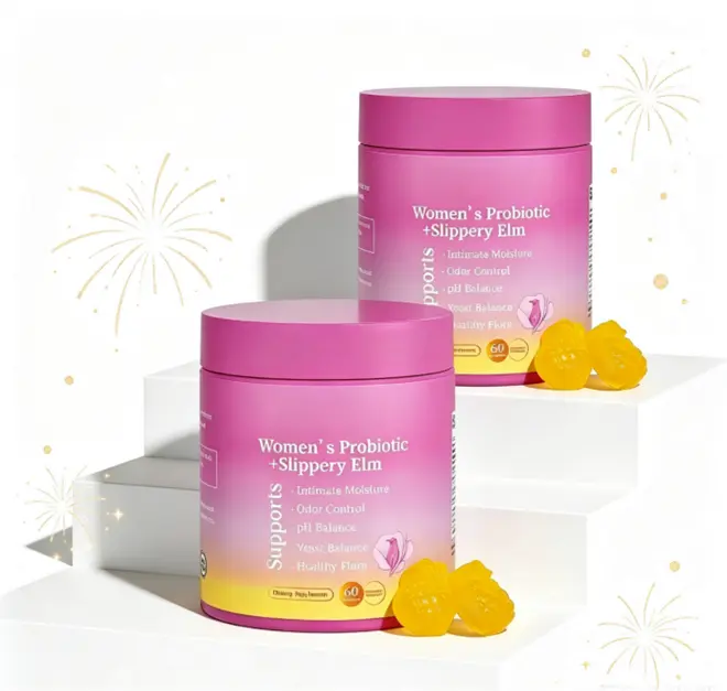 Feminine Probiotics Gummies- All in One Solution with Slippery Elm and Prebiotics&Lactobacillus Probiotic Blend for Women’s pH Balance and Dryness - Hawaiian Pineapple Gummies 60 Count hawaiian pineapple