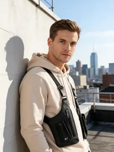 Outdoor Multi-Pocket Chest Harness Bag for Men, Convenient Anti-Theft EDC Crossbody, Perfect for Cycling, Skateboarding, Hiking, Travel & Great Holiday Gift