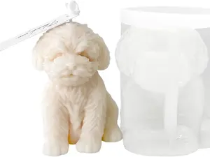 3D Puppy Silicone Mold for Candle Making, Dog Shape Candle Molds Reusable, Easy Release Silicone Molds for Epoxy Resin, Soap, Chocolate, DIY Crafts, Home Decor Gift ﻿