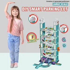Garage Track Set with Electric Elevator, Upgrade 6 Levels Toy Car Garage with 2 Die-Cast Toy Cars Birthday Gifts Christmas Gifts