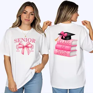 Class of 2026 Pink Graduation Design T-Shirt, Senior Class Of 2026 Pink Coquette Bow T-Shirt#Senior 2026#Graduation Gift#2026 Shirt