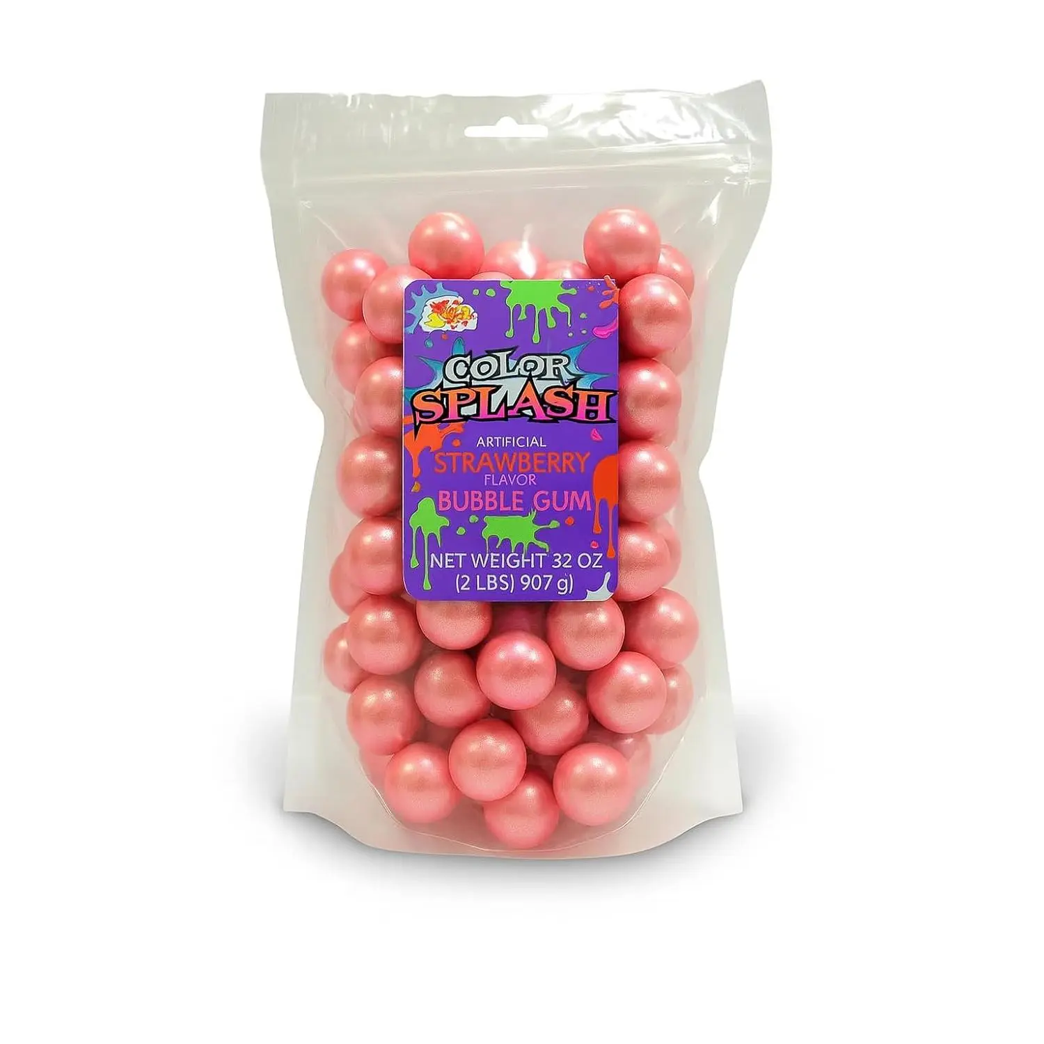 ALBERT'S Candy ColorSplash Bubble Gum Balls for Chewing, 1 Inch, Pearl Baby Pink, Strawberry Flavor, Party, Events, Weddings, 2 Pounds