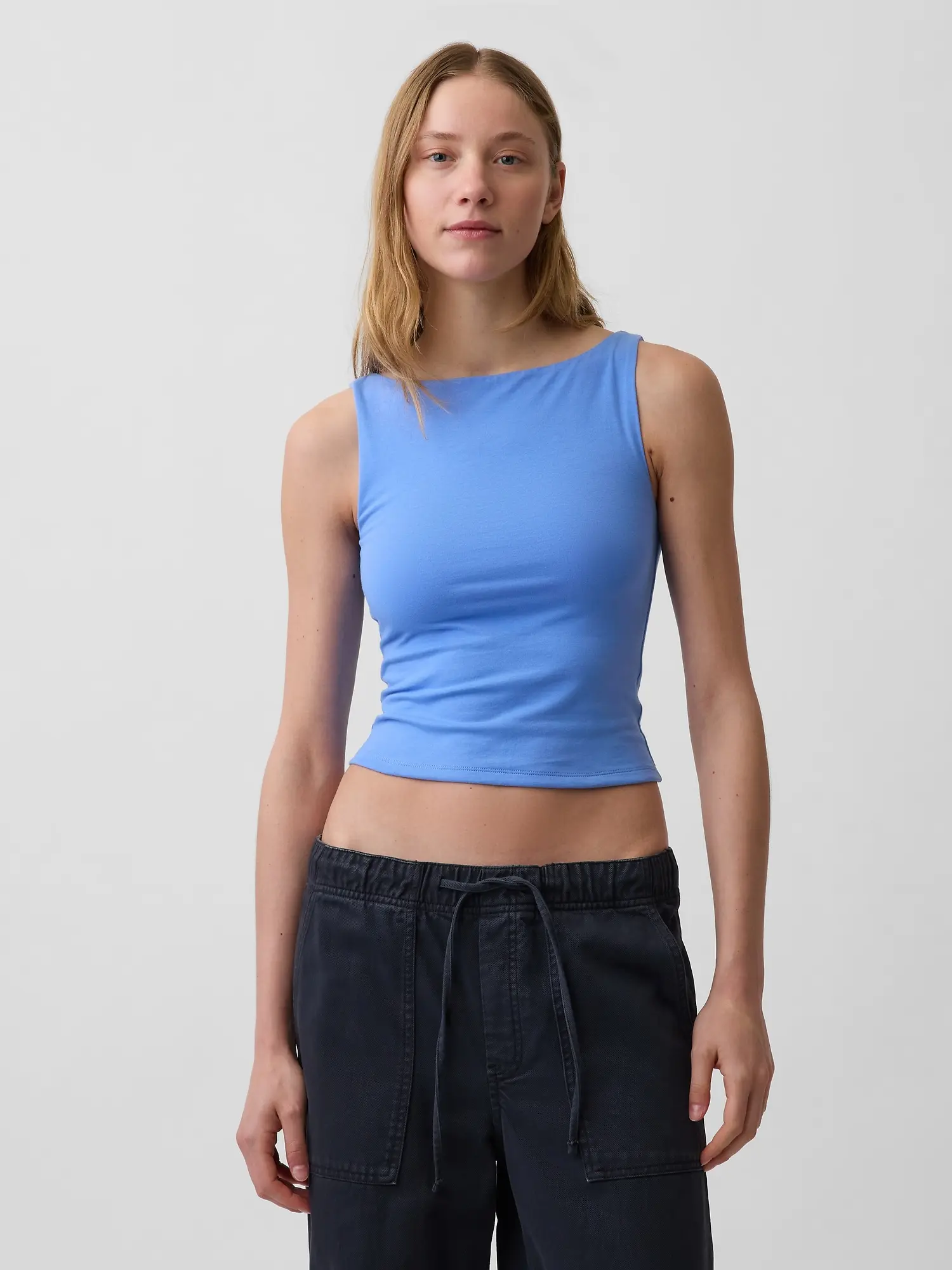Gap Women's CloseKnit Jersey Boatneck Crop Tank Top