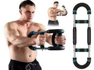 Adjustable Power Twister Bar - Twister Arm Trainer, 30-110lb Resistance Chest Expander for Upper Body Strength Training, Home Gym Workout Equipment for Arms, Chest & Shoulders, Portable Forearm Strengthener for Men & Women