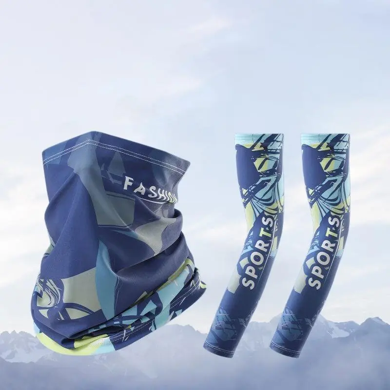 Blue [Arm Sleeves + Face Mask Set]