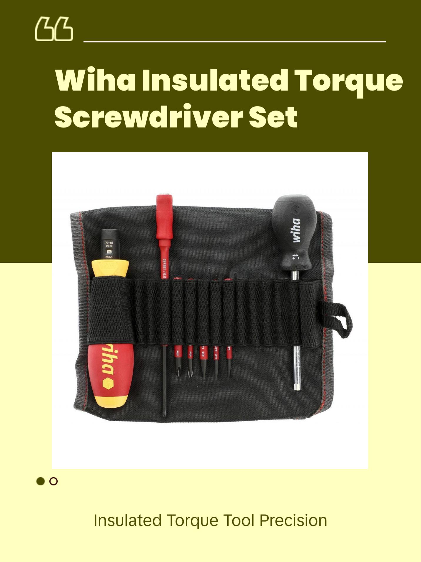 Wiha Tools 28791 Insulated Slotted and Phillips Torque Screwdriver Set 10-50 in-lbs. 8 Piece