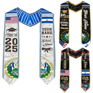 Customized El Salvador Graduation Stole, Salvadoran American Flag Graduation Sash Class of 2025, Personalized Salvadoran Graduation Sash