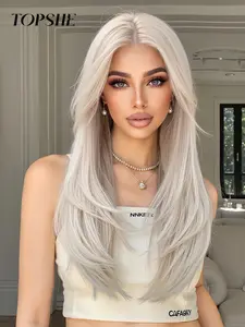 13x6 Lace Front Wig, 24 Inch Straight Hair, Natural Look, Heat Resistant, All Seasons Wear, Fashionable Style, Lace Frontal Wig