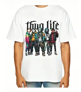 [100% Cotton]Summer t shirt Thug Life Horror Characters T-Shirt, Halloween Streetwear, Scary Movie Villains Graphic Tee