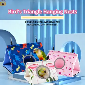 Bird Triangle Hammock | Myna & Parrot Hanging Bed | Space-Saving All-Season Breathable Colorful Perch