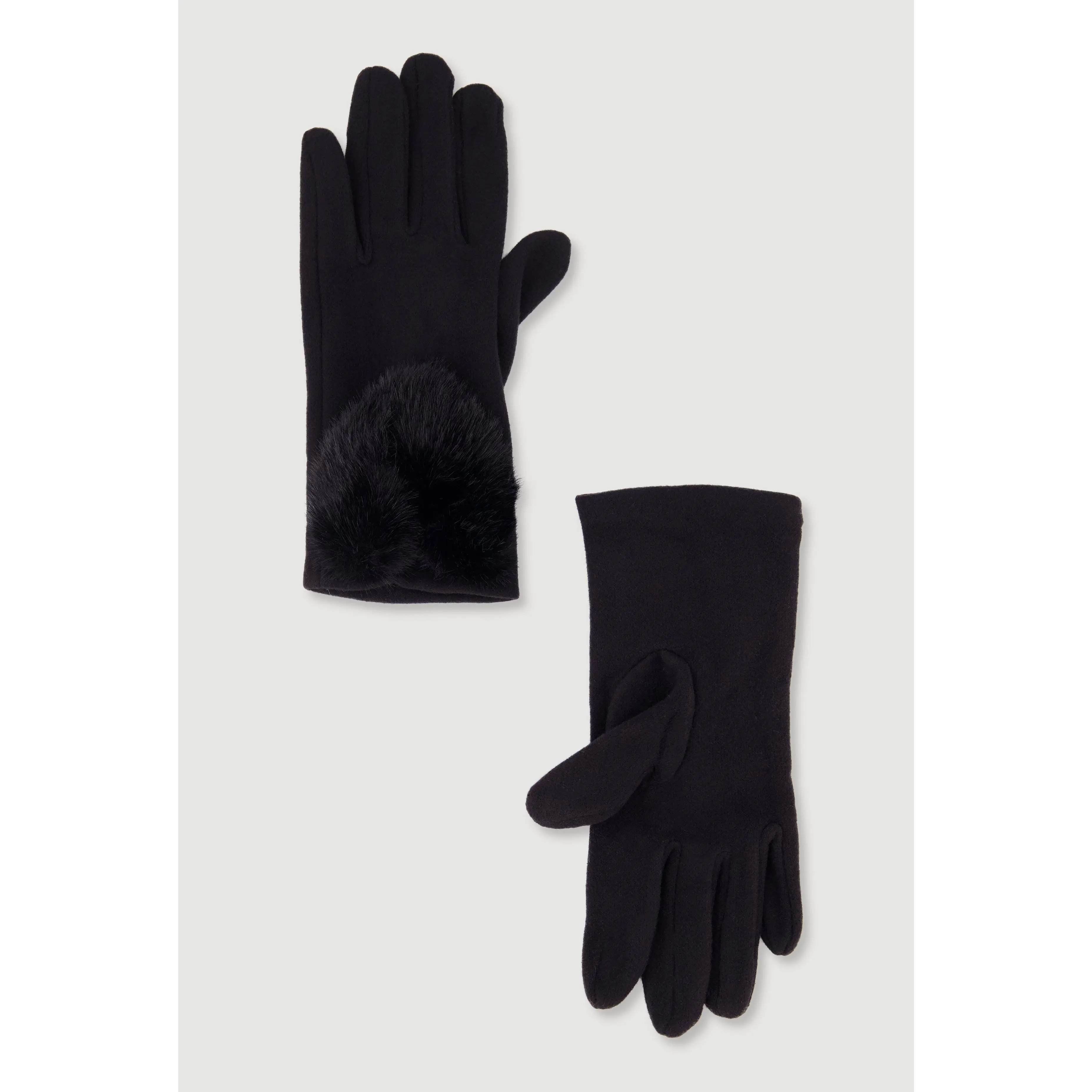Gloves with Faux Fur Heart Detail